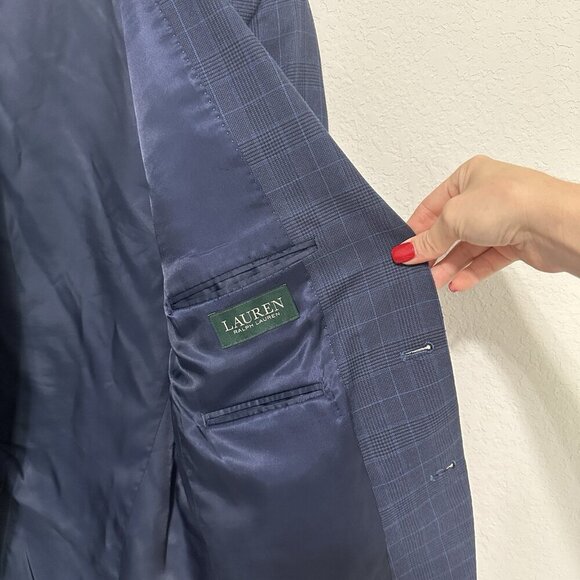 Lauren Ralph Lauren Single Breasted Mens Blazer Sports Coat 38R? Blue Plaid Work - Picture 9 of 12